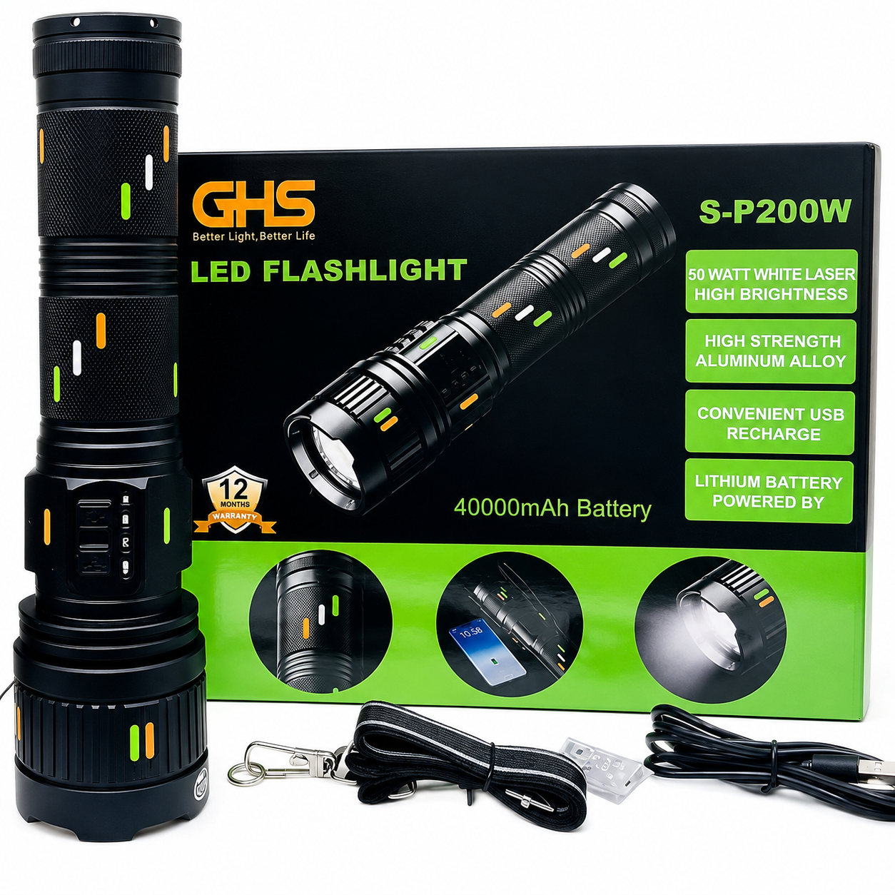 6-in-1 Rechargeable Hammer Torch – Car Emergency Tool