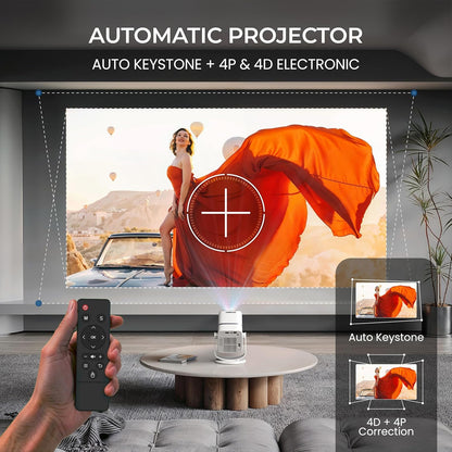 Portable Mini Projector for Home & Bedroom | 4K Supported | WiFi & Bluetooth | Android, Screen Mirroring, HDMI, USB