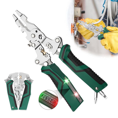 8 in 1 Wire Stripper with Voltage Tester, Electric Plier (Green).