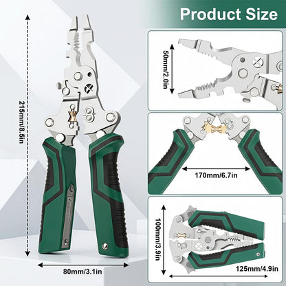 8 in 1 Wire Stripper with Voltage Tester, Electric Plier (Green).