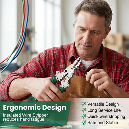8 in 1 Wire Stripper with Voltage Tester, Electric Plier (Green).