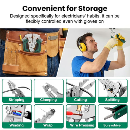 8 in 1 Wire Stripper with Voltage Tester, Electric Plier (Green).